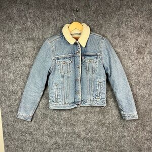 Vintage 90s Levi Strauss Sherpa Lined Denim Trucker Jacket Women’s Size Size S